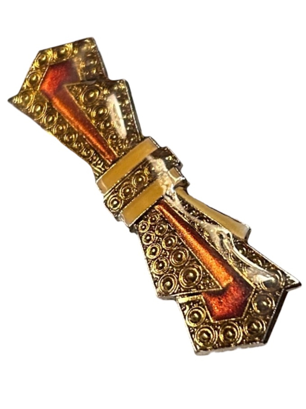 Vintage Art Deco Revival Enamel Bow Brooch